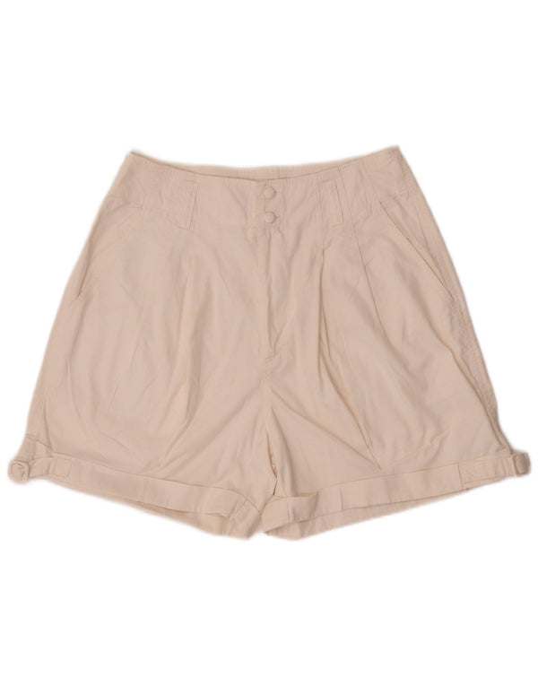 Vintage γυναικείο ψηλόμεσο σορτς chino μεσαίο W28 σε ανοιχτό λευκό