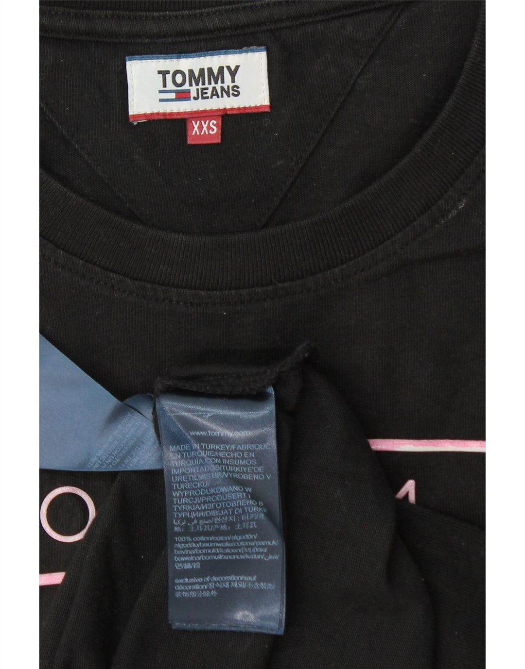 Γυναικείο γραφικό μπλουζάκι TOMMY HILFIGER Top UK 2 2XS Μαύρο βαμβακερό