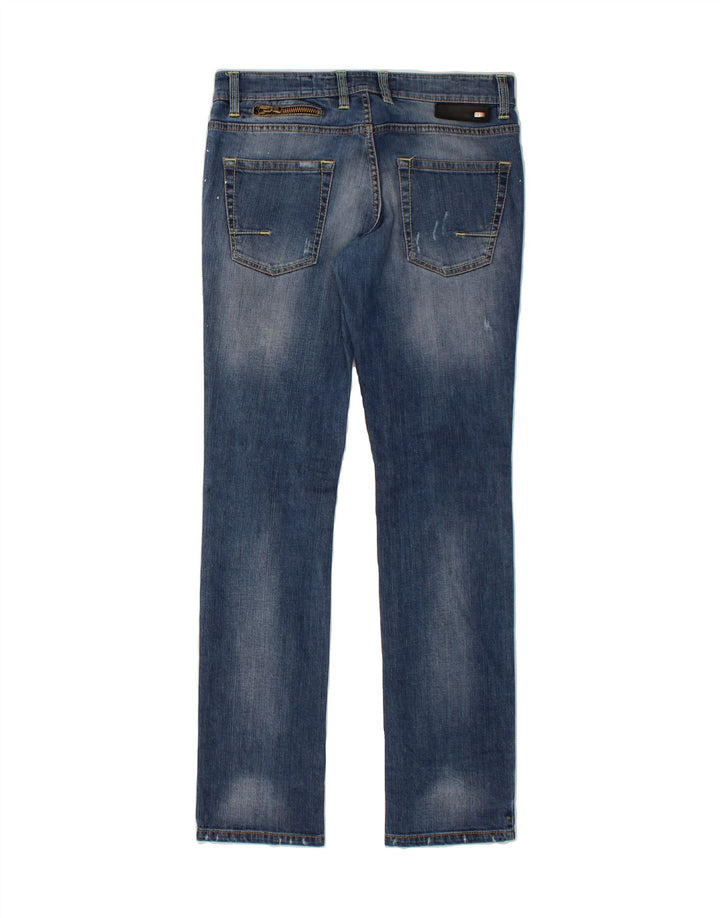 GAZZARRINI Mens Distressed Slim Jeans W33 L34 Blue Flecked Cotton Vintage Gazzarrini and Second-Hand Gazzarrini from Messina Hembry 