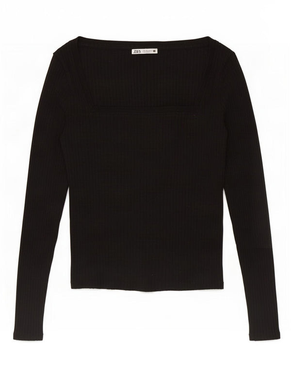 Zara Γυναικείο τοπ μακρυμάνικο UK 14 Large Μαύρο