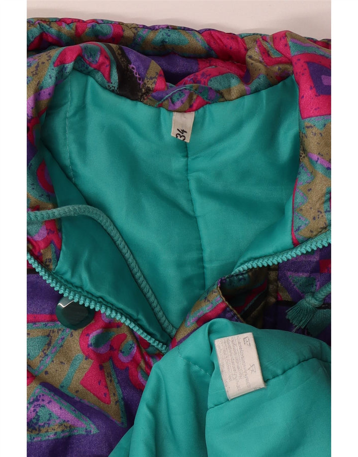 VINTAGE Κορίτσια με κουκούλα αντιανεμικό παλτό 15-16 ετών Πολύχρωμο γεωμετρικό