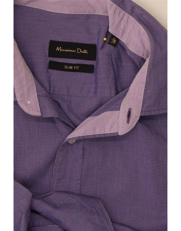 Ανδρικό πουκάμισο Massimo Dutti Slim Fit XL Purple Gingham