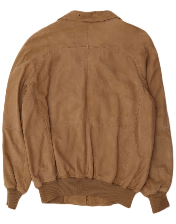 VINTAGE Ανδρικό Suede Bomber Jacket UK 42 XL Brown