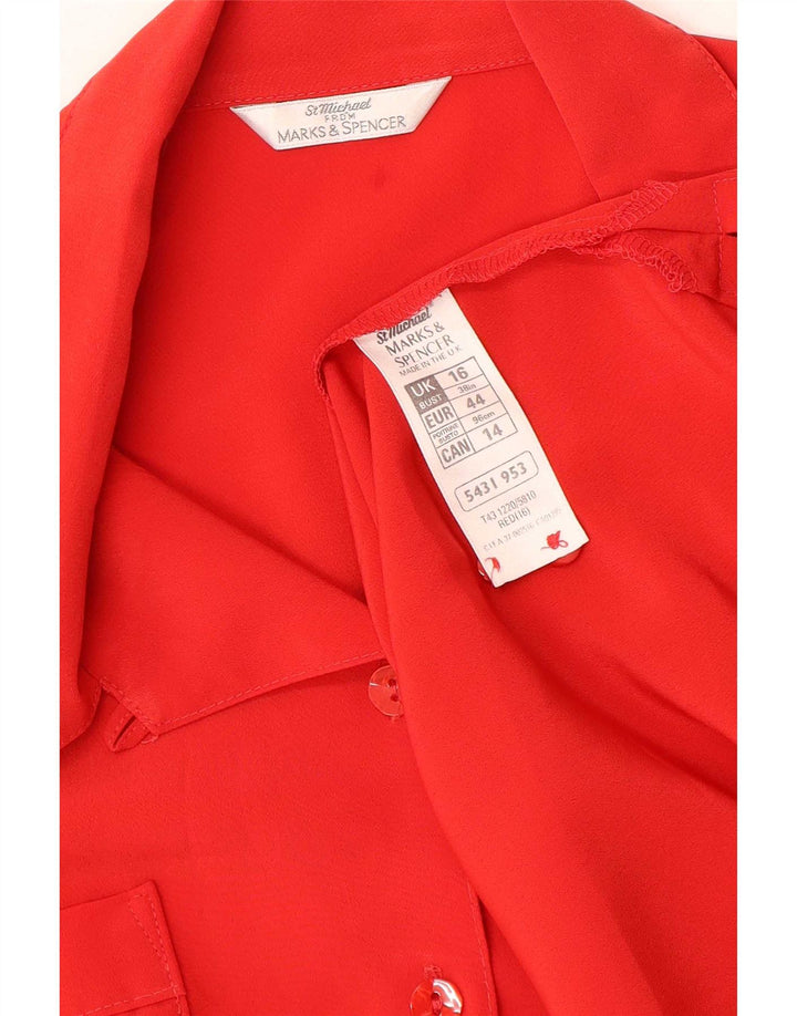 Marks & Spencer Γυναικεία μπλούζα πουκάμισο St. Michael UK 16 Large Red Polyester