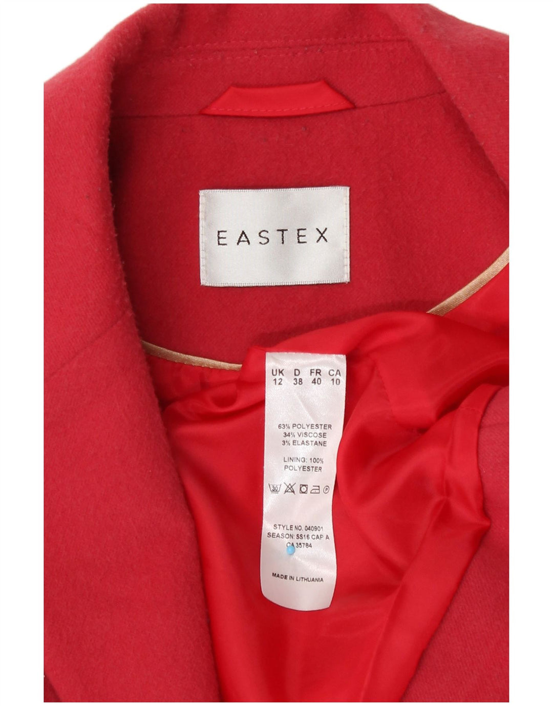 Eastex γυναικείο μπουφάν blazer UK 12 μεσαίου κόκκινου πολυεστέρα