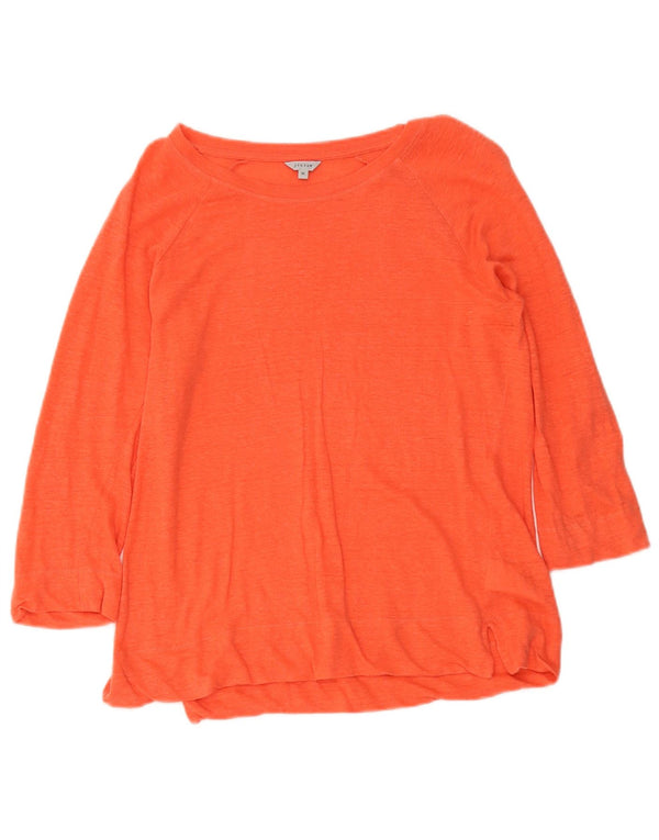 Jigsaw Womens Top 3/4 Sleeve UK 12 Medium Orange Linen