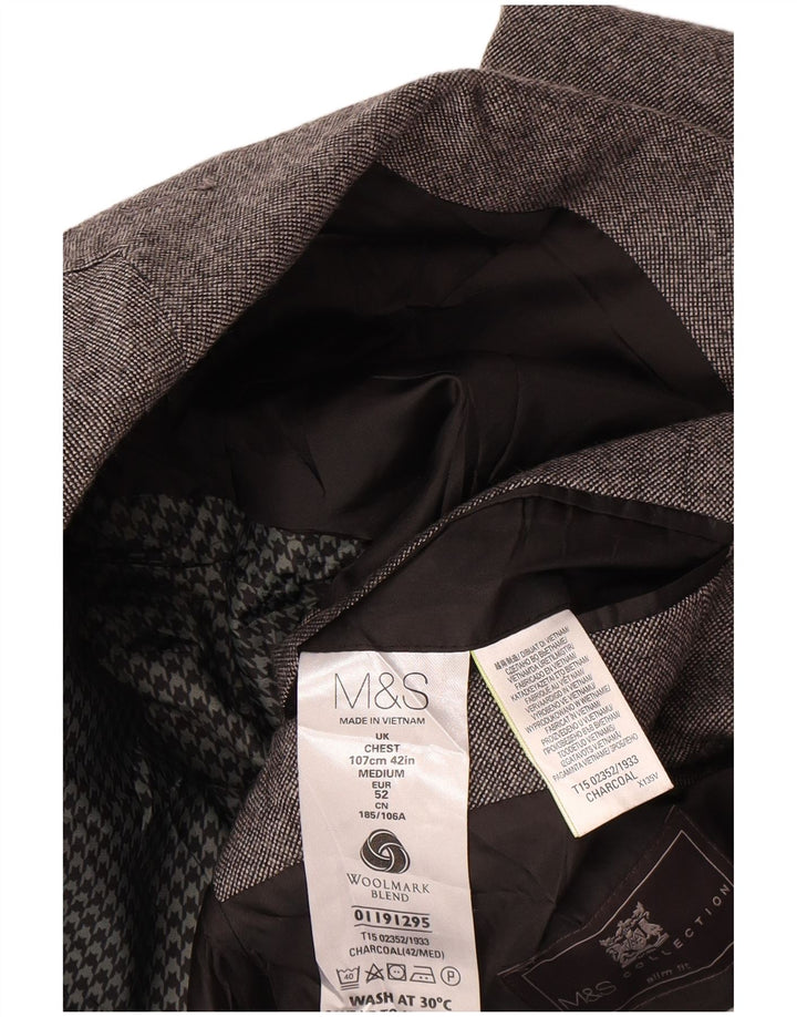 Marks & Spencer Ανδρικό μπλέιζερ με 2 κουμπιά μπουφάν UK 42 μεγάλο γκρι μαλλί