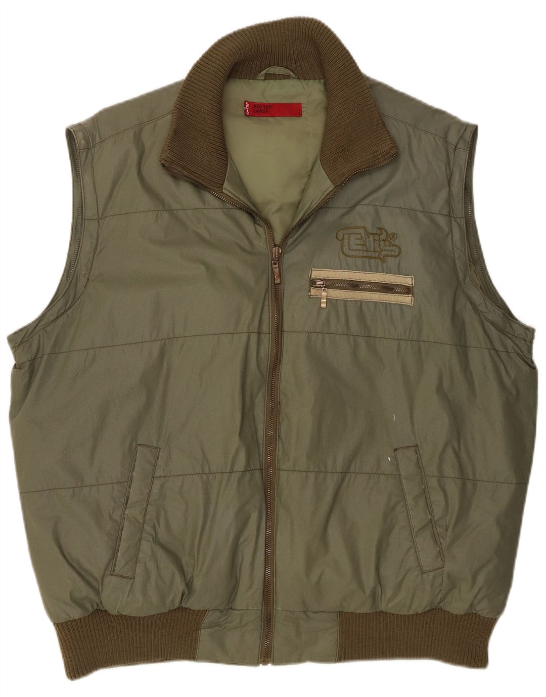 Levi's Mens Padded Gilet UK 40 Large Green Cotton