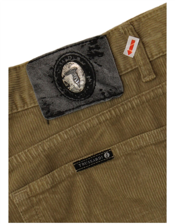 TRUSSARDI Ανδρικό ίσιο κοτλέ παντελόνι IT 54 2XL W40 L32 Χακί Βαμβακερό