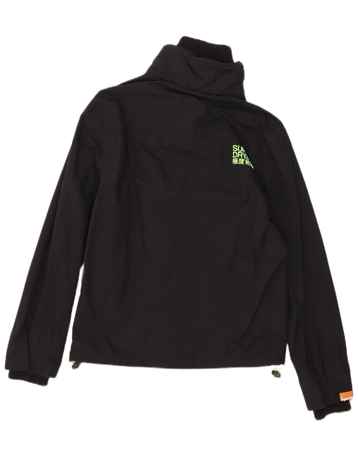 Superdry Womens The Windcheater Windbreaker Jacket UK 16 Large Black Nylon