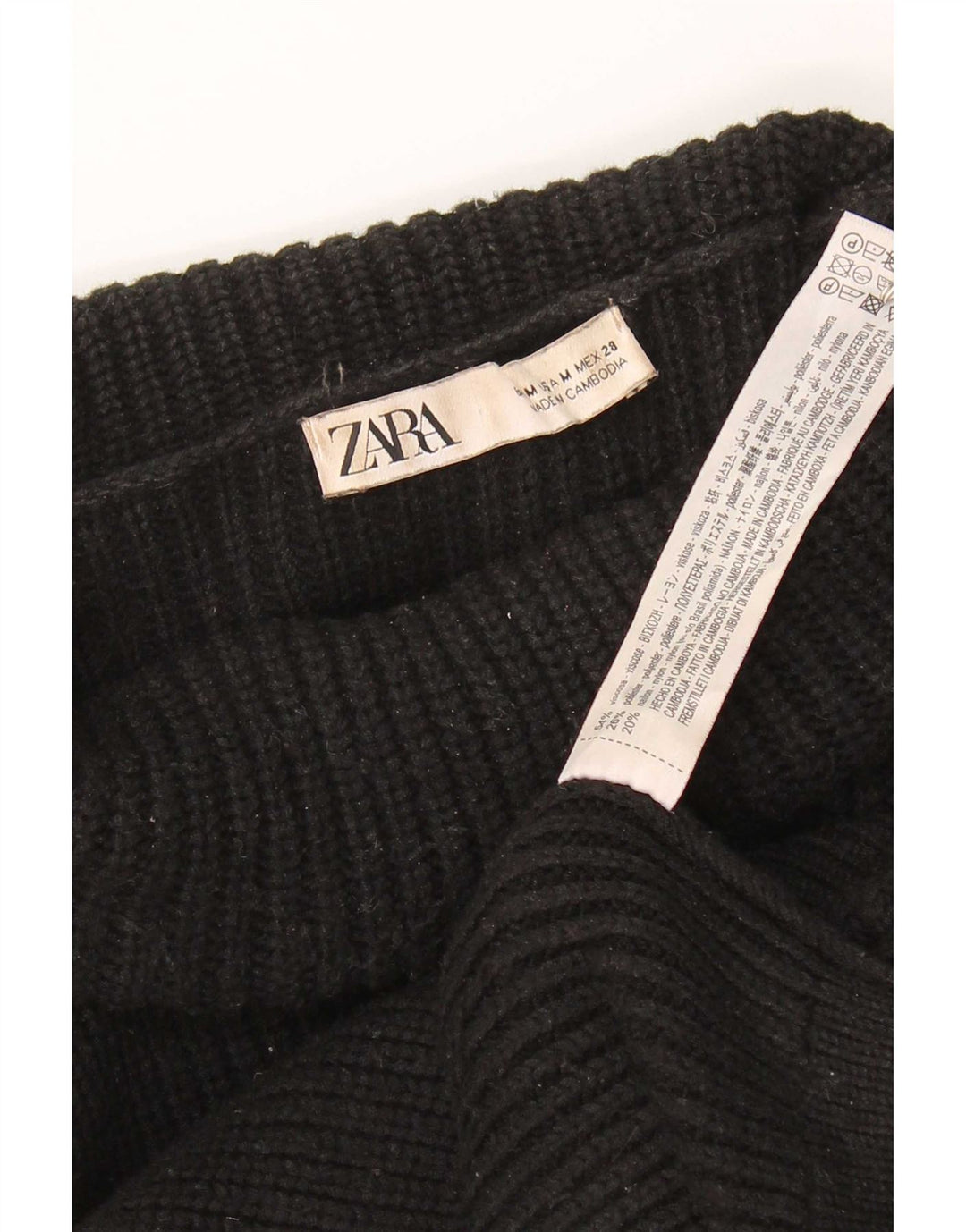 Zara Γυναικείο πουλόβερ με ρολό λαιμόκοψη UK 14 μεσαία μαύρη βισκόζη