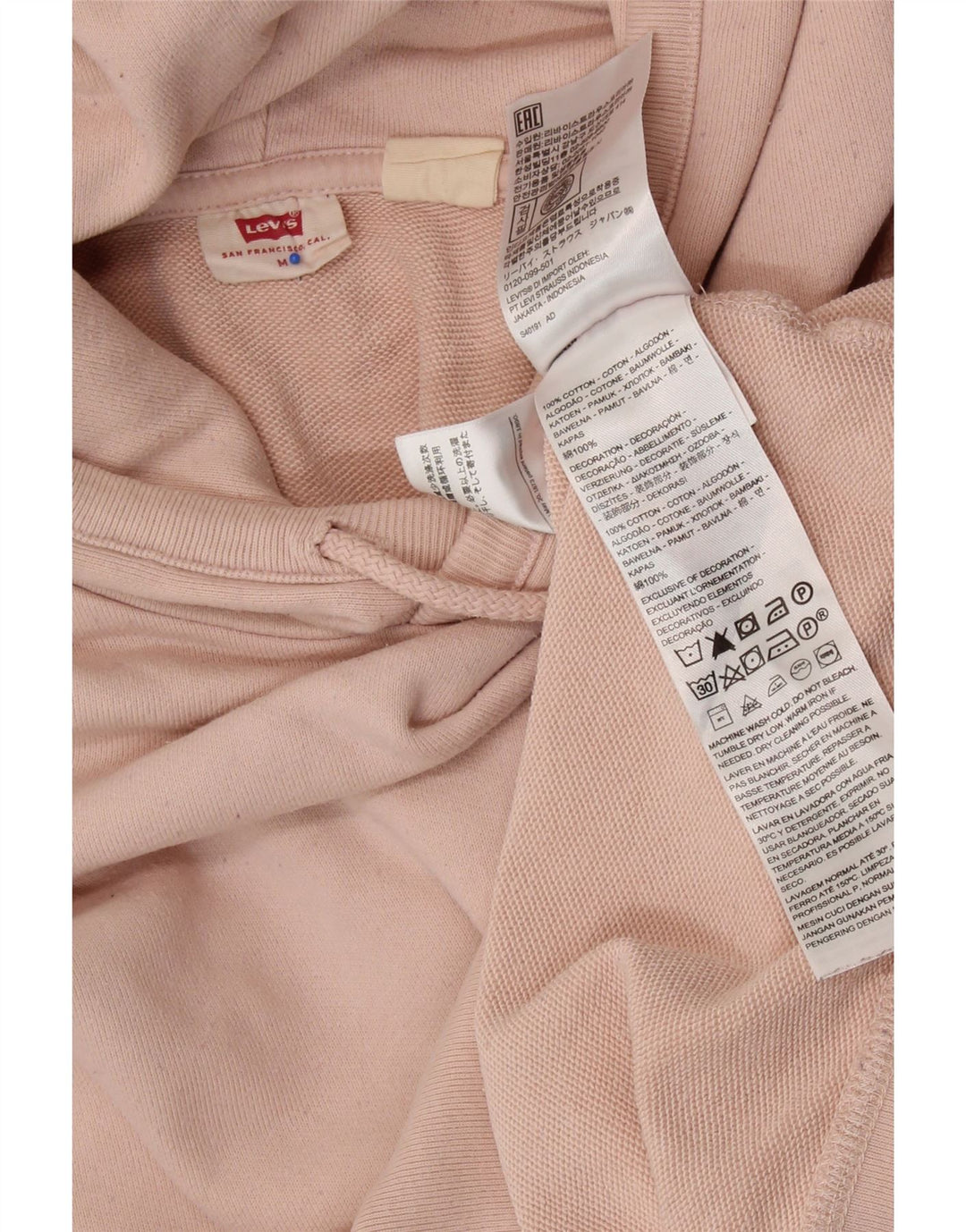 LEVI'S Γυναικείο Hoodie Jumper UK 14 Medium Pink Βαμβακερό