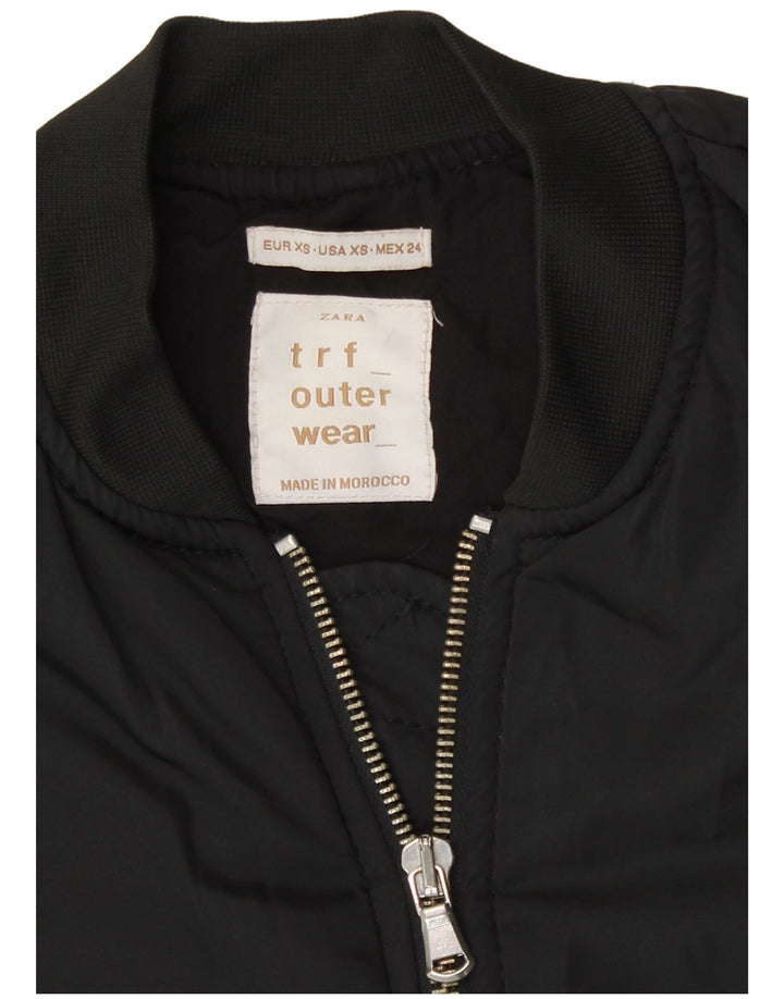 Zara Γυναικείο Loose Fit Bomber Jacket UK 4 XS Μαύρο Πολυεστέρα Μοντέρνο