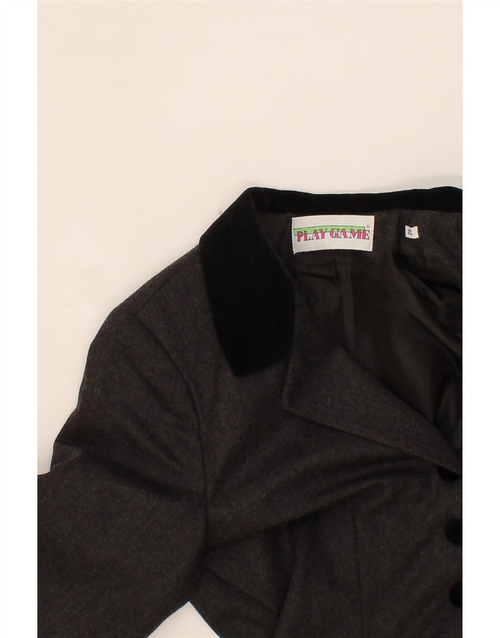 VINTAGE Womens 5 Button Blazer Jacket IT 42 Medium Grey Virgin Wool Vintage Vintage and Second-Hand Vintage from Messina Hembry 