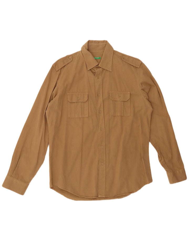BENETTON Ανδρικό πουκάμισο Military Flannel Medium Beige