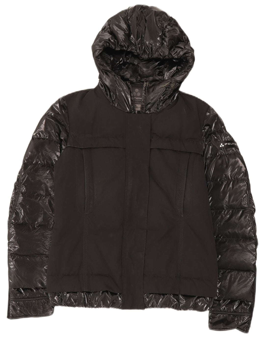 PEUTEREY Γυναικείο μπουφάν με κουκούλα με επένδυση IT 42 μεσαίο μαύρο πολυαμίδιο