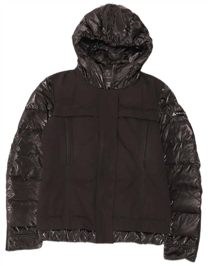 PEUTEREY Γυναικείο μπουφάν με κουκούλα με επένδυση IT 42 μεσαίο μαύρο πολυαμίδιο
