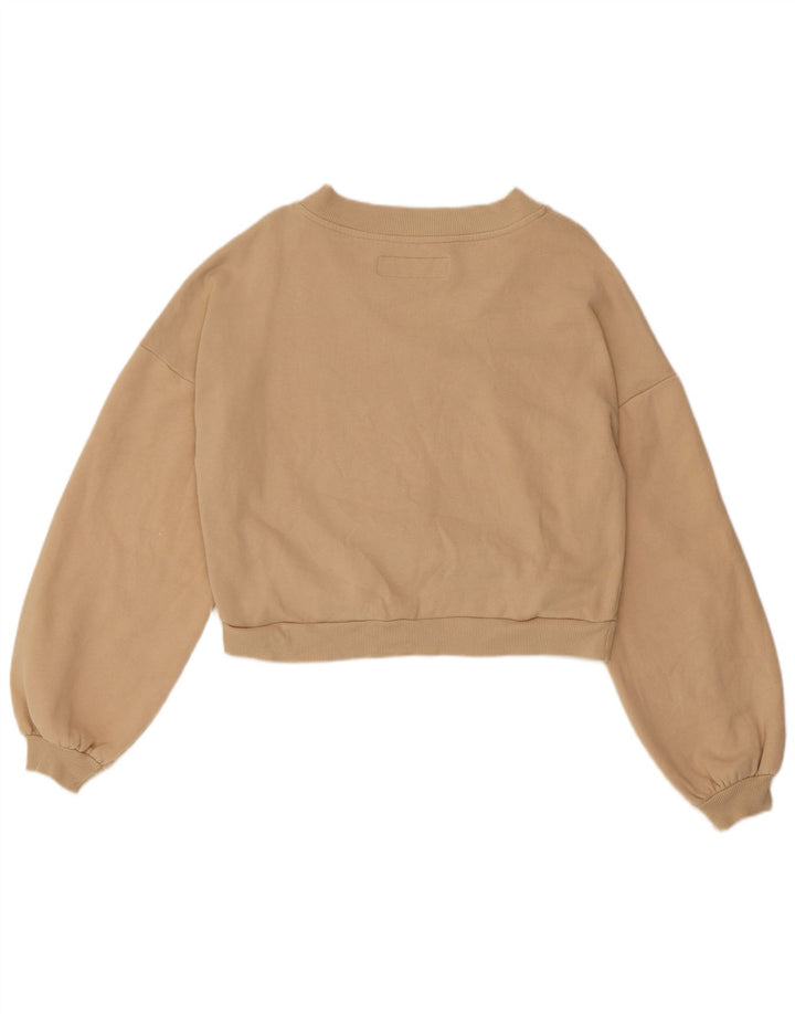 BENETTON Γυναικεία φούτερ υπερμεγέθη Crop Jumper UK 10 Small Beige Cotton