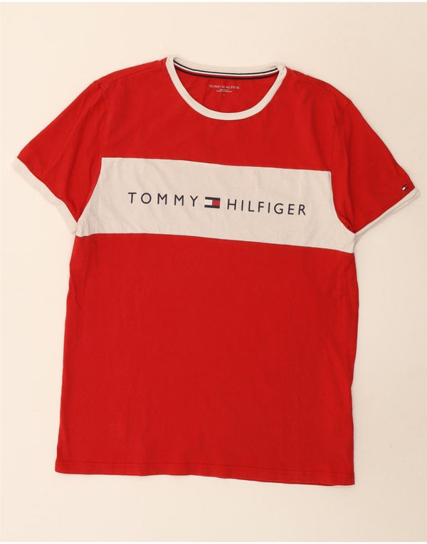 Ανδρικό γραφικό μπλουζάκι Tommy Hilfiger Top Large Red Colourblock Βαμβακερό