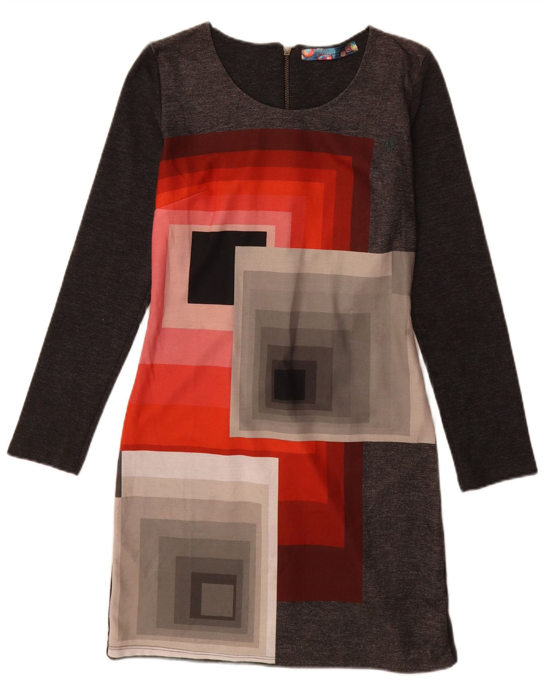 Γυναικείο μακρυμάνικο φόρεμα Desigual UK 12 Medium Grey Geometric