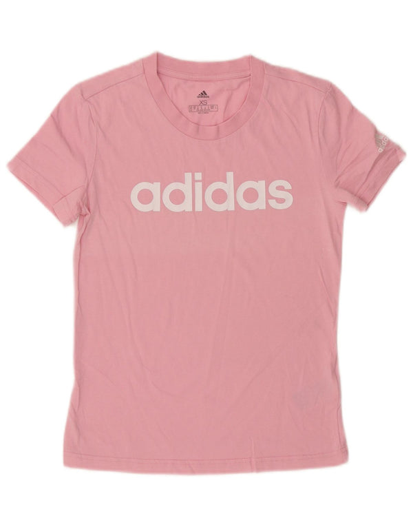 Γυναικείο γραφικό T-Shirt Adidas Top UK 4/6 XS Ροζ βαμβακερό