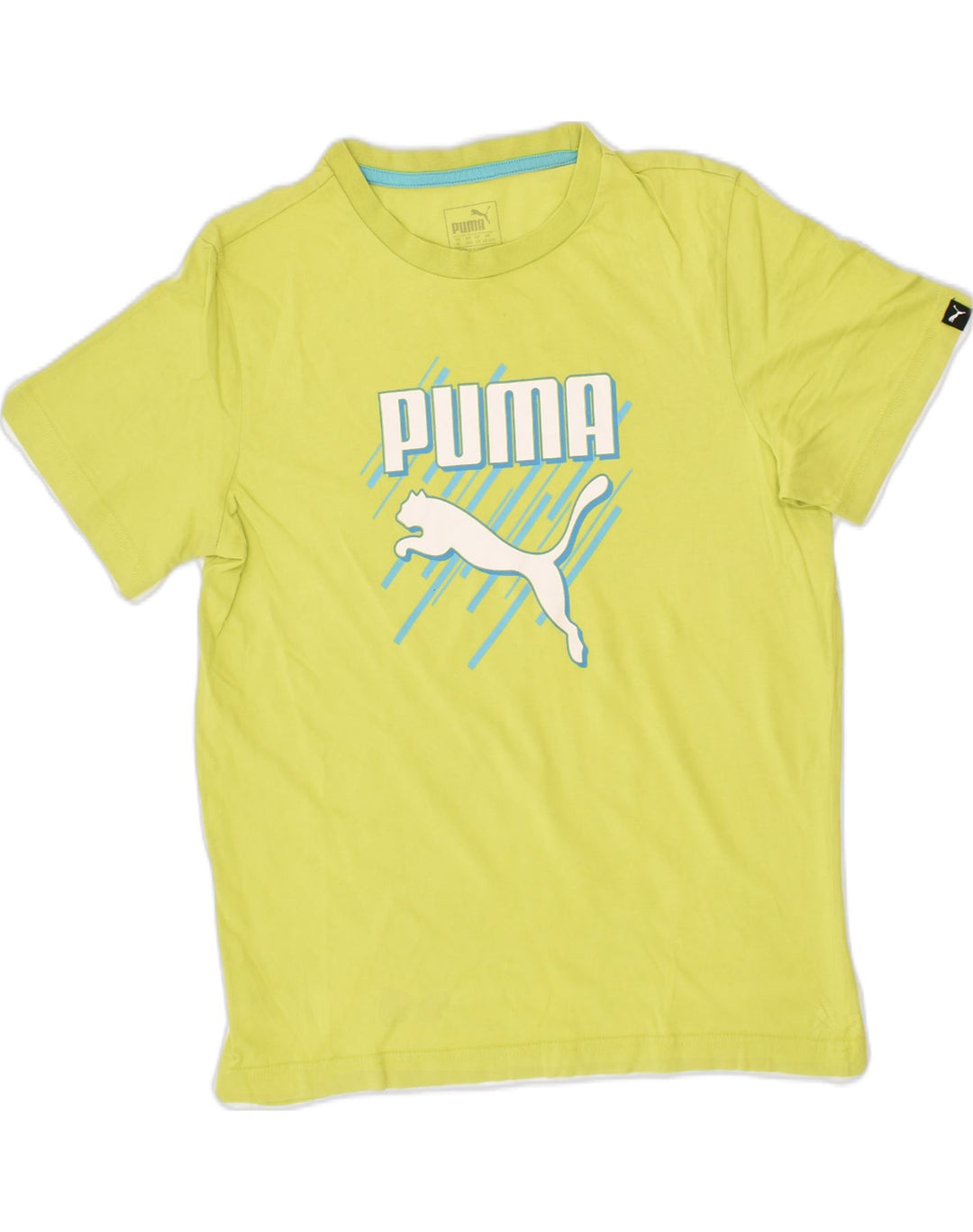 PUMA Boys Graphic T-Shirt Top 13-14 Years Green Cotton | Vintage Puma | Thrift | Second-Hand Puma | Used Clothing | Messina Hembry 