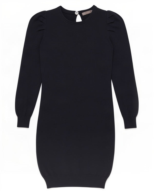 Zara Γυναικείο Jumper Φόρεμα UK 12 Medium Navy Blue Acrylic