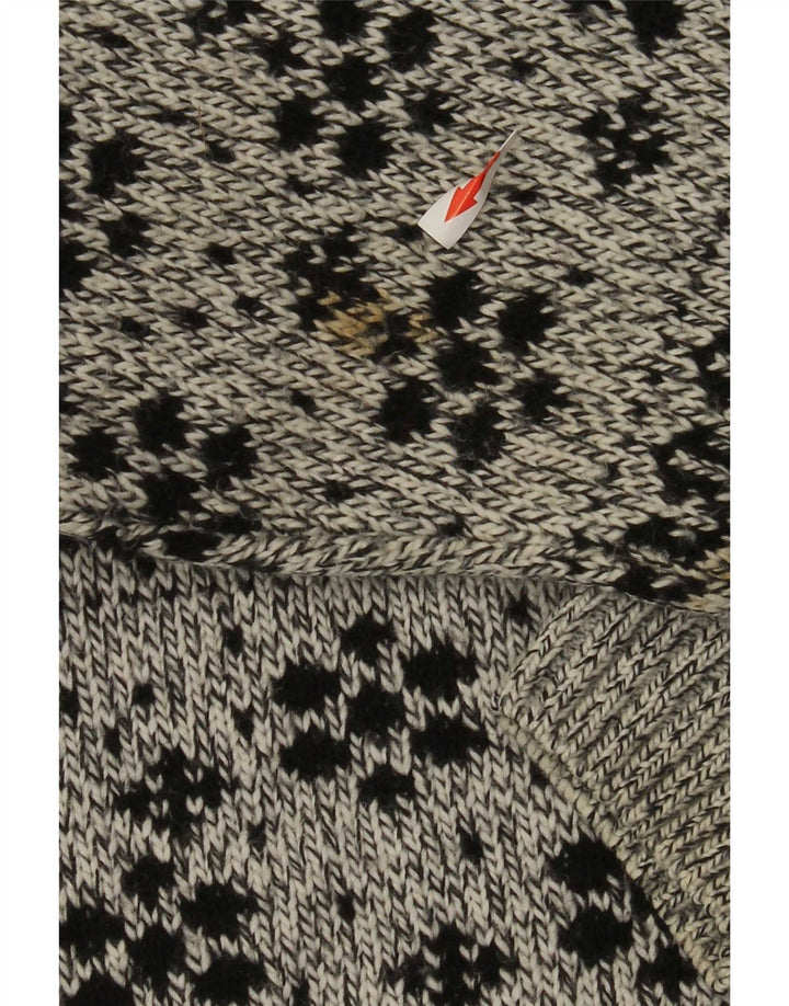 Ανδρικό πουλόβερ με λαιμόκοψη Cotton Republic Medium Grey Fair Isle