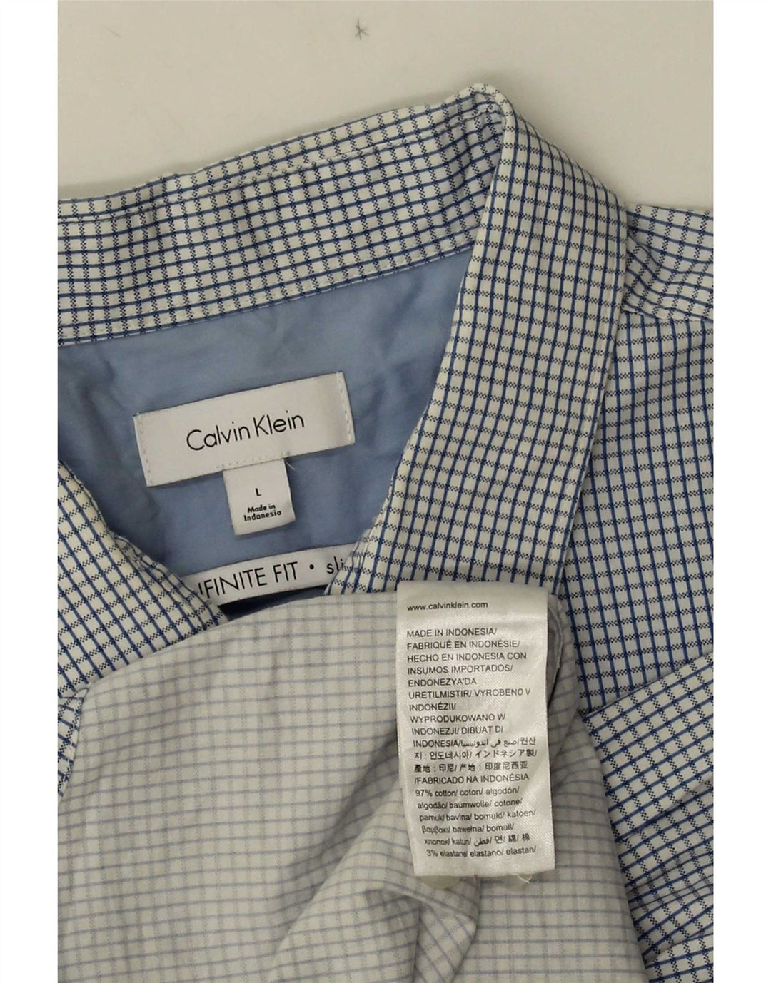 Ανδρικό πουκάμισο Calvin Klein Slim Fit Large Blue Check Cotton