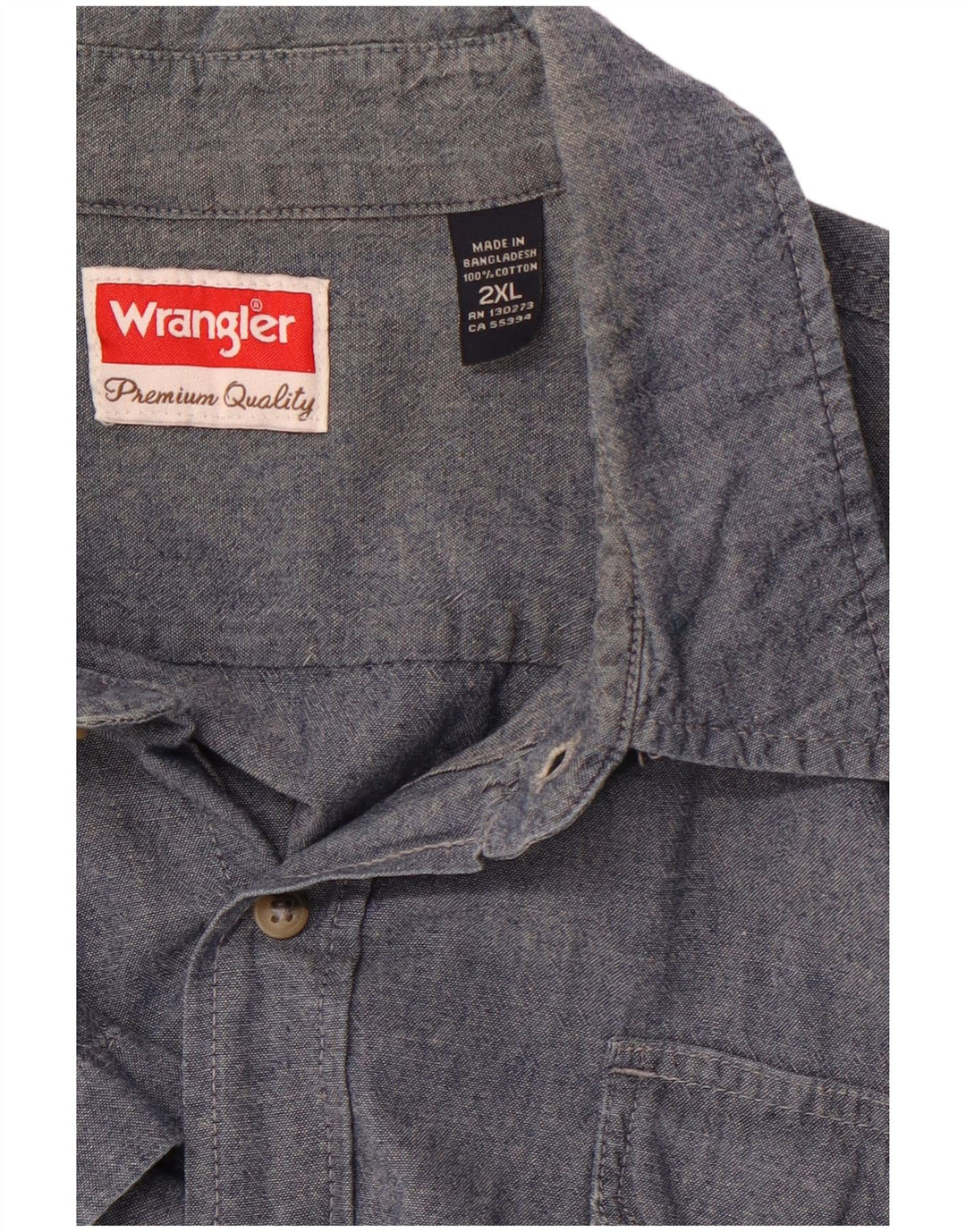 Ανδρικό κοντομάνικο πουκάμισο WRANGLER 2XL Μπλε βαμβακερό