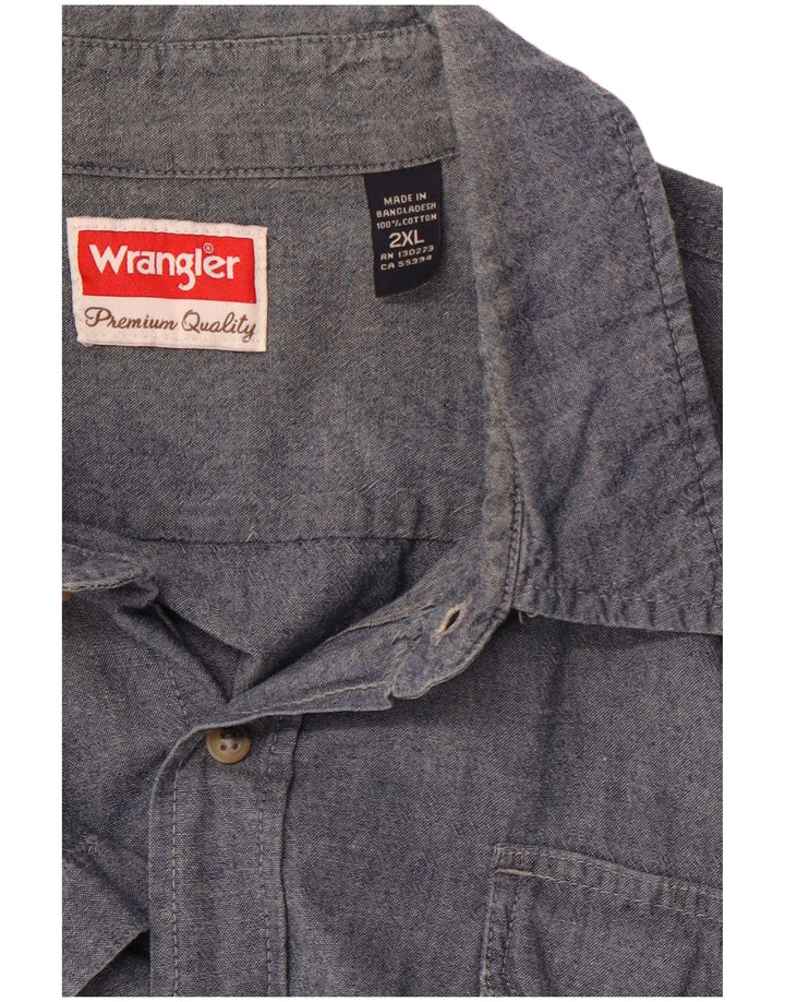 Ανδρικό κοντομάνικο πουκάμισο WRANGLER 2XL Μπλε βαμβακερό