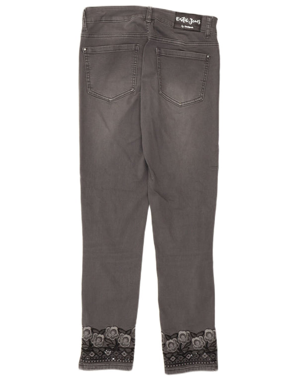 Desigual Γυναικείο Slim Cropped Jeans EU 36 Small W26 L27 Γκρι φλοράλ βαμβακερό
