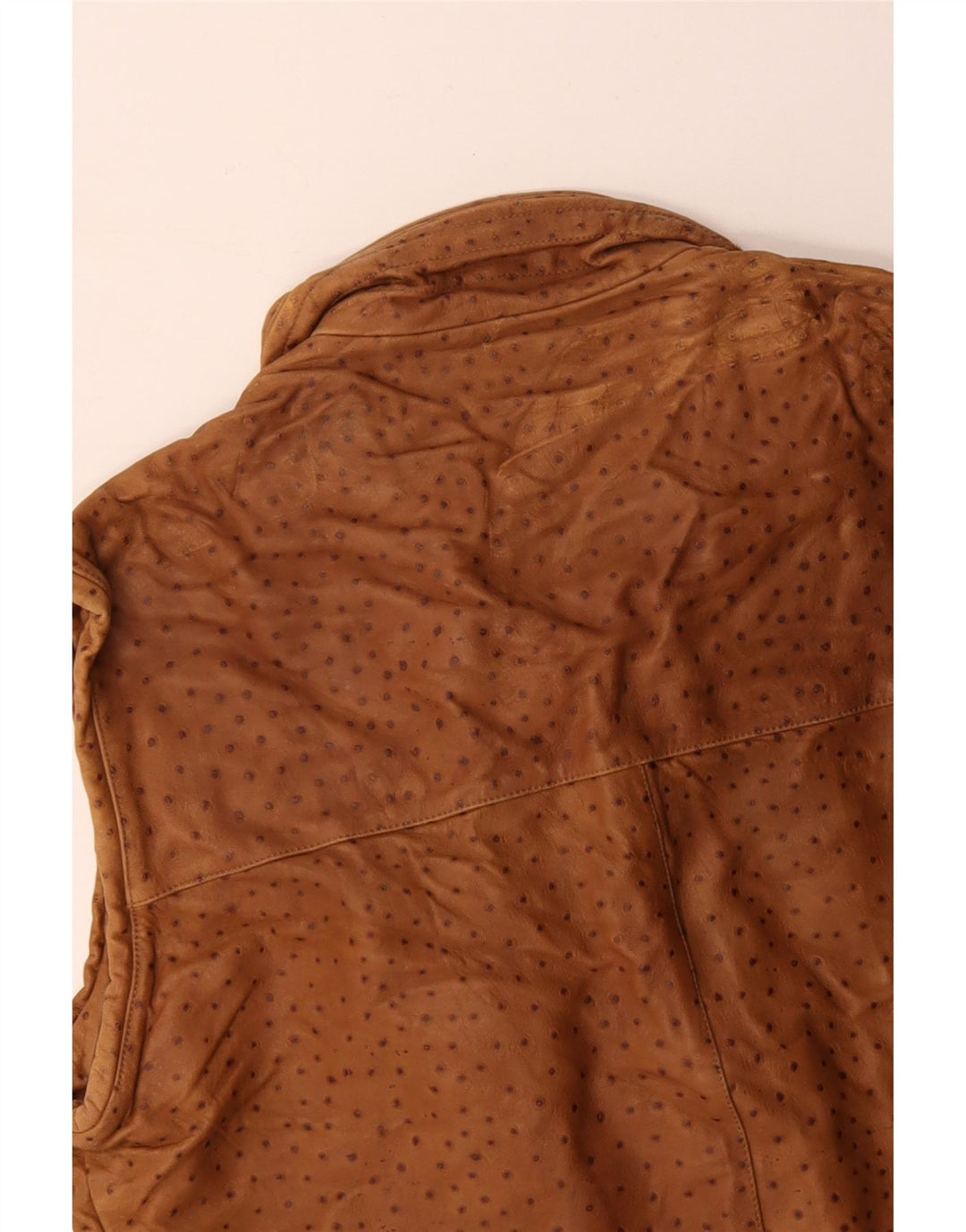 VINTAGE Ανδρικό Δερμάτινο Gilet IT 56 3XL Καφέ με στίγματα