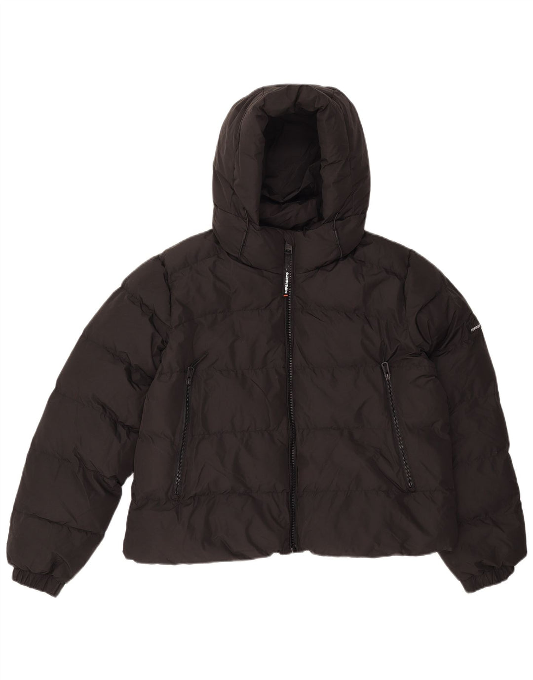 Superdry γυναικείο μπουφάν με κουκούλα UK 16 μεγάλο μαύρο πολυεστέρα