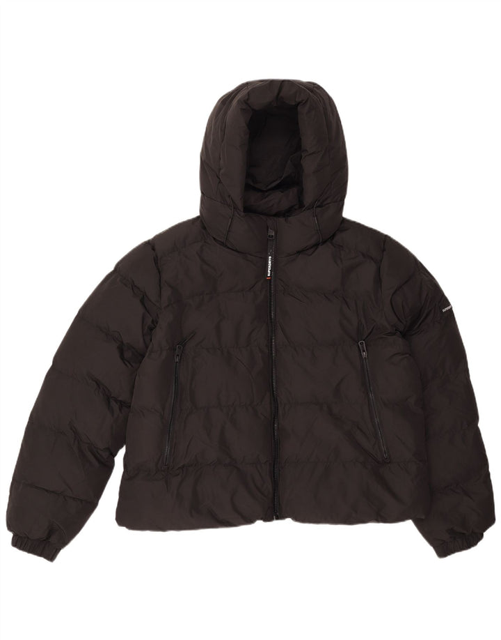 Superdry γυναικείο μπουφάν με κουκούλα UK 16 μεγάλο μαύρο πολυεστέρα