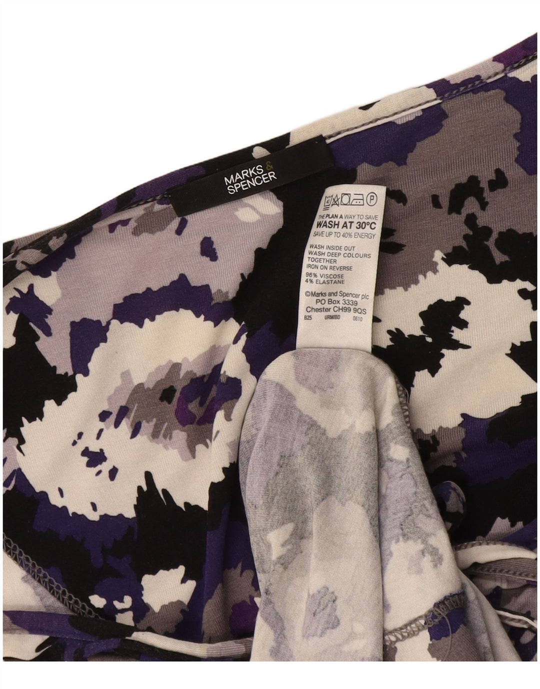 Marks & Spencer Γυναικείο φόρεμα 3/4 με μανίκια UK 16 μεγάλο μωβ καμουφλάζ