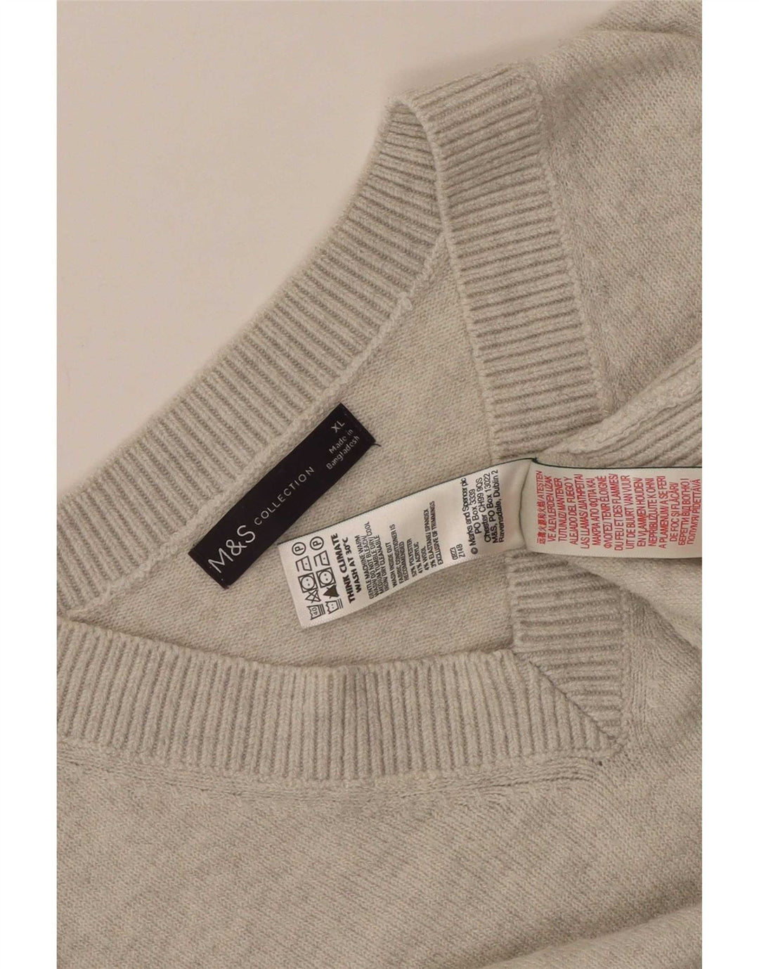 Marks & Spencer Ανδρικό πουλόβερ με λαιμόκοψη με V λαιμόκοψη XL Grey Polyester