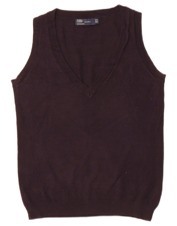 Zara Γυναικείο Γιλέκο Tank Top UK 12 Medium Navy Blue Cotton