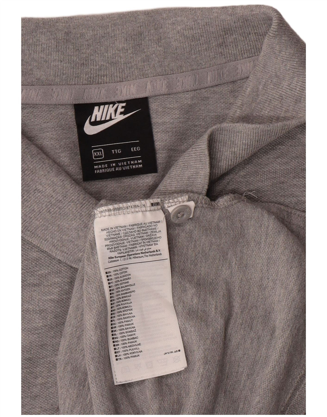 Ανδρικό μπλουζάκι πόλο NIKE 2XL γκρι βαμβακερό