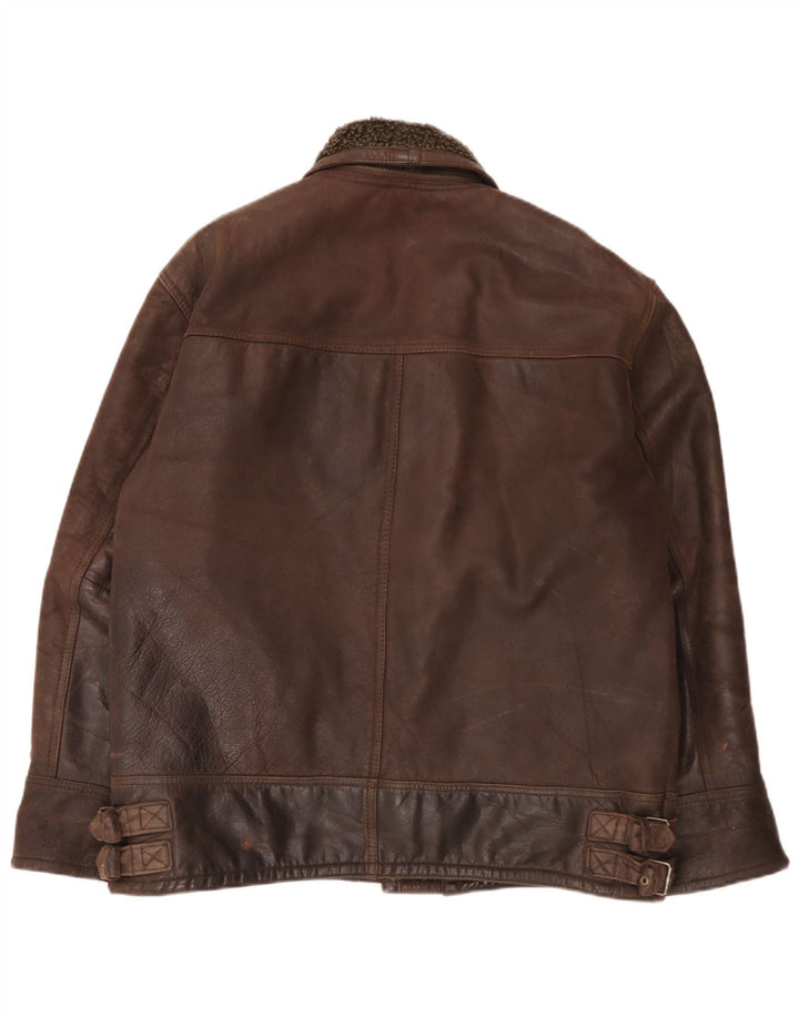 Vintage Ανδρικό Sherpa Leather Jacket UK 40 Large Brown