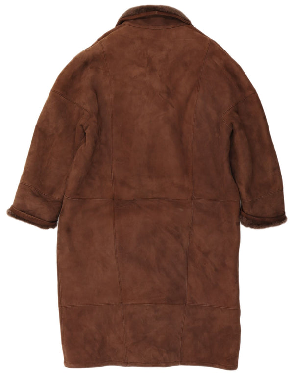 Persona Γυναικείο Παλτό Shearling Double Breasted UK 20 2XL Καφέ Δερμάτινο