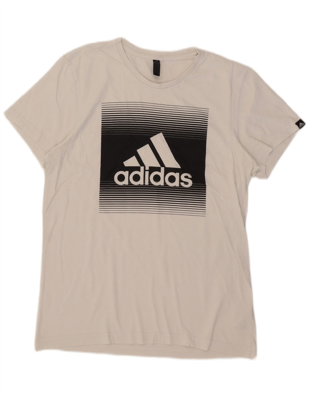 Ανδρικό γραφικό T-Shirt Adidas Top από μεσαίο λευκό βαμβακερό