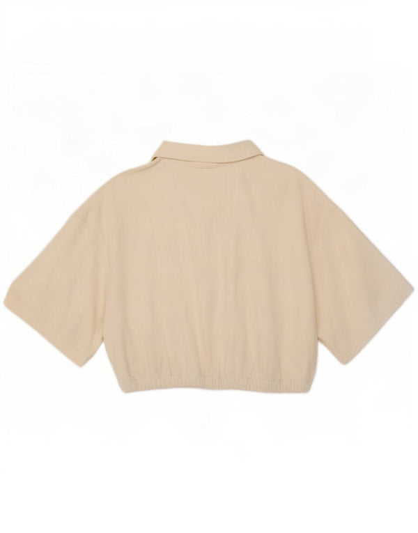 Zara Γυναικείο πουκάμισο Crop Polo UK 16 XL Λευκό βαμβακερό