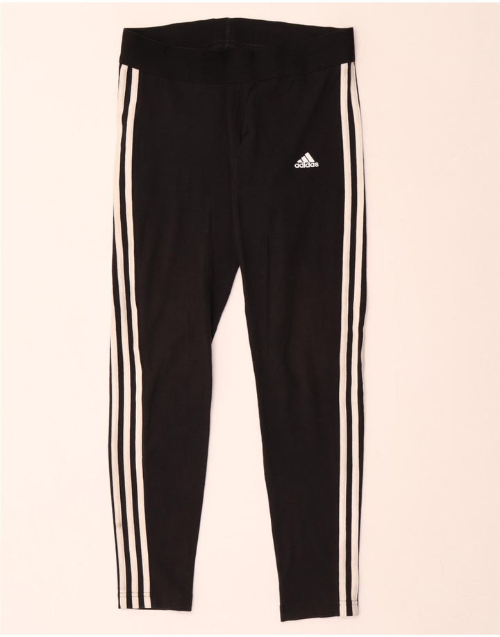Γυναικείο κολάν ADIDAS UK 12/14 Μεσαίο μαύρο βαμβακερό