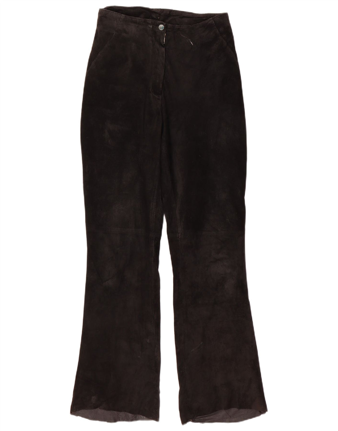 VINTAGE Γυναικείο Μποτάκι Suede Παντελόνι W28 L31 Μαύρο Δερμάτινο