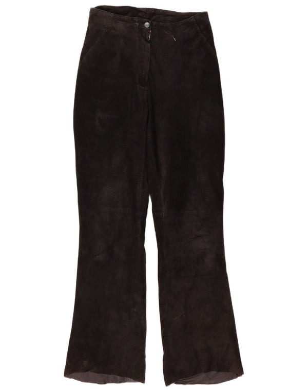 VINTAGE Γυναικείο Μποτάκι Suede Παντελόνι W28 L31 Μαύρο Δερμάτινο