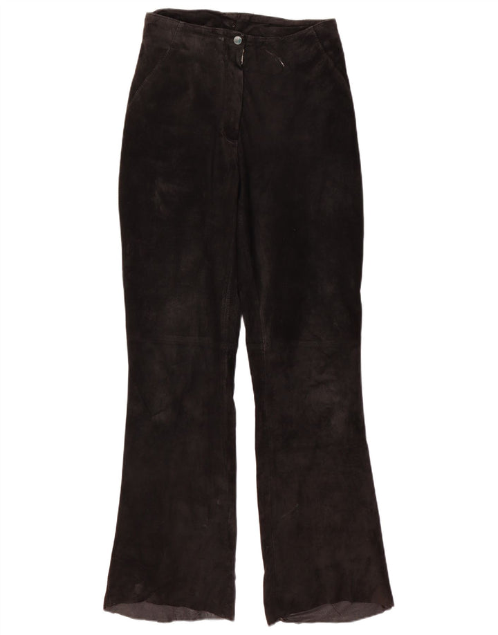 VINTAGE Γυναικείο Μποτάκι Suede Παντελόνι W28 L31 Μαύρο Δερμάτινο
