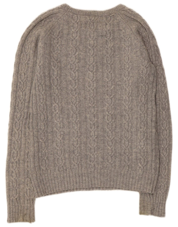 Jack Wills Γυναικείο πουλόβερ με λαιμόκαυστο UK 12 Medium Grey Lambswool