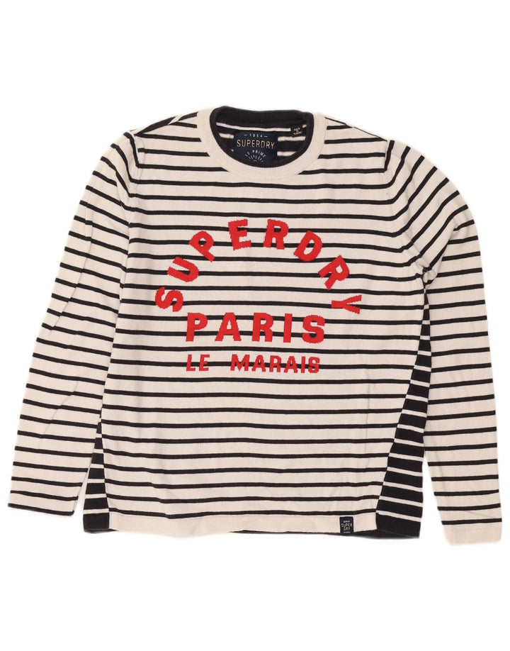 Superdry Γυναικείο πουλόβερ με λαιμόκοψη μεγάλου μεγέθους UK 10 Small White