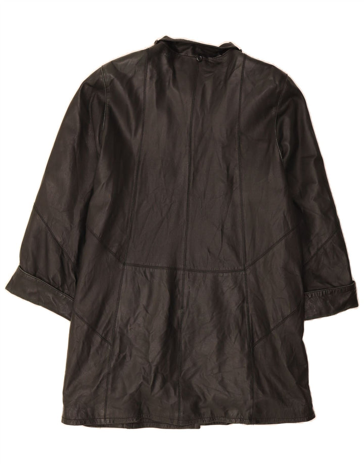 MEUCCI FIRENZE Womens Leather Coat IT 46 Large Black Leather Vintage Meucci Firenze and Second-Hand Meucci Firenze from Messina Hembry 